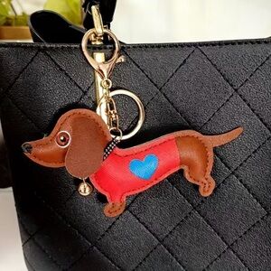Purse Charm - Brown and Red Dachshund / Weiner Dog